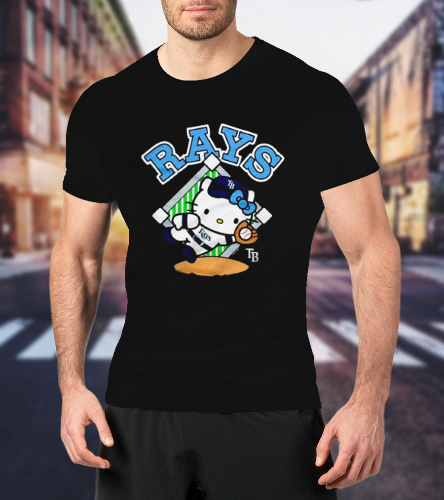 Hello Kitty Tampa Bay Rays MLB Baseball Player Cartoon With Ball T-Shirt