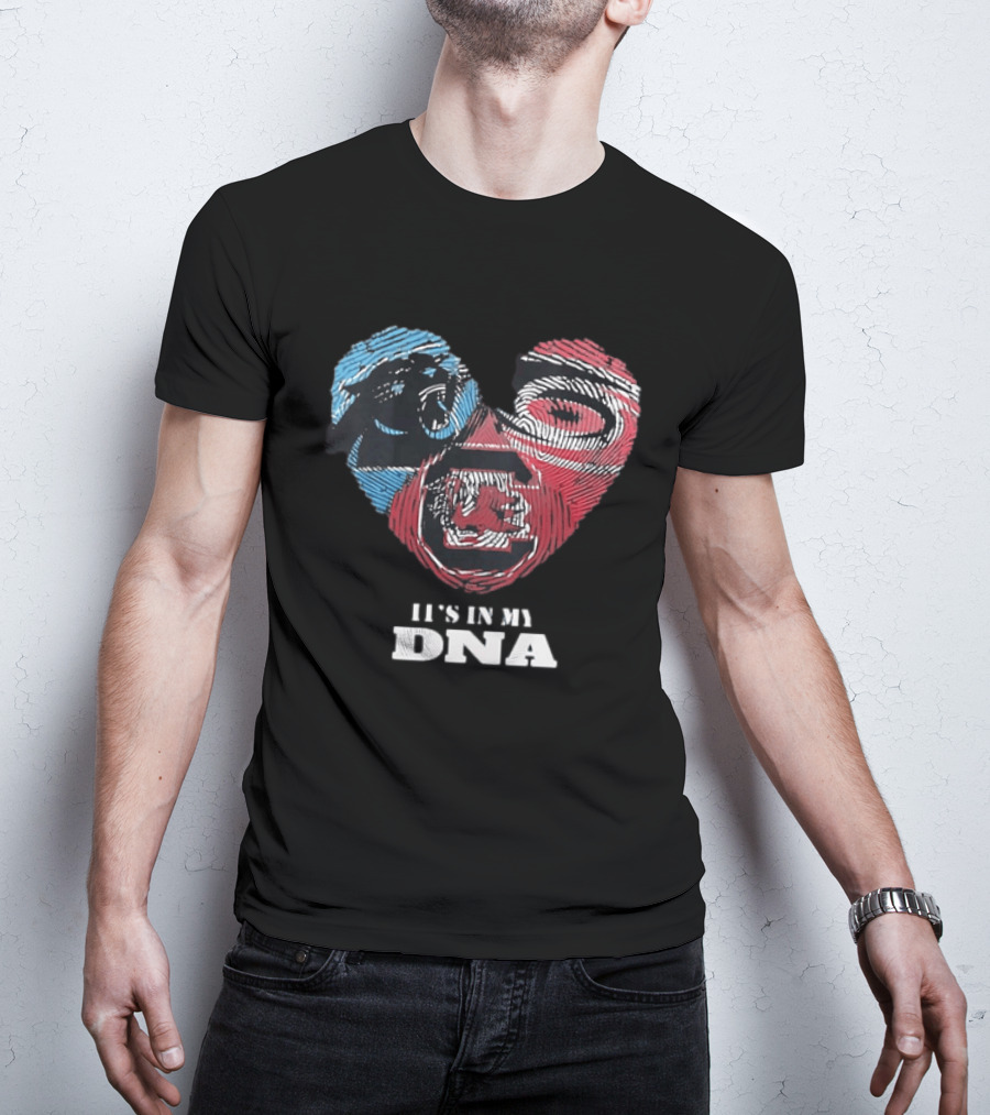 It's In My DNA Carolina Panthers Kansas City Chiefs Heart Shaped Fingerprint T-Shirt
