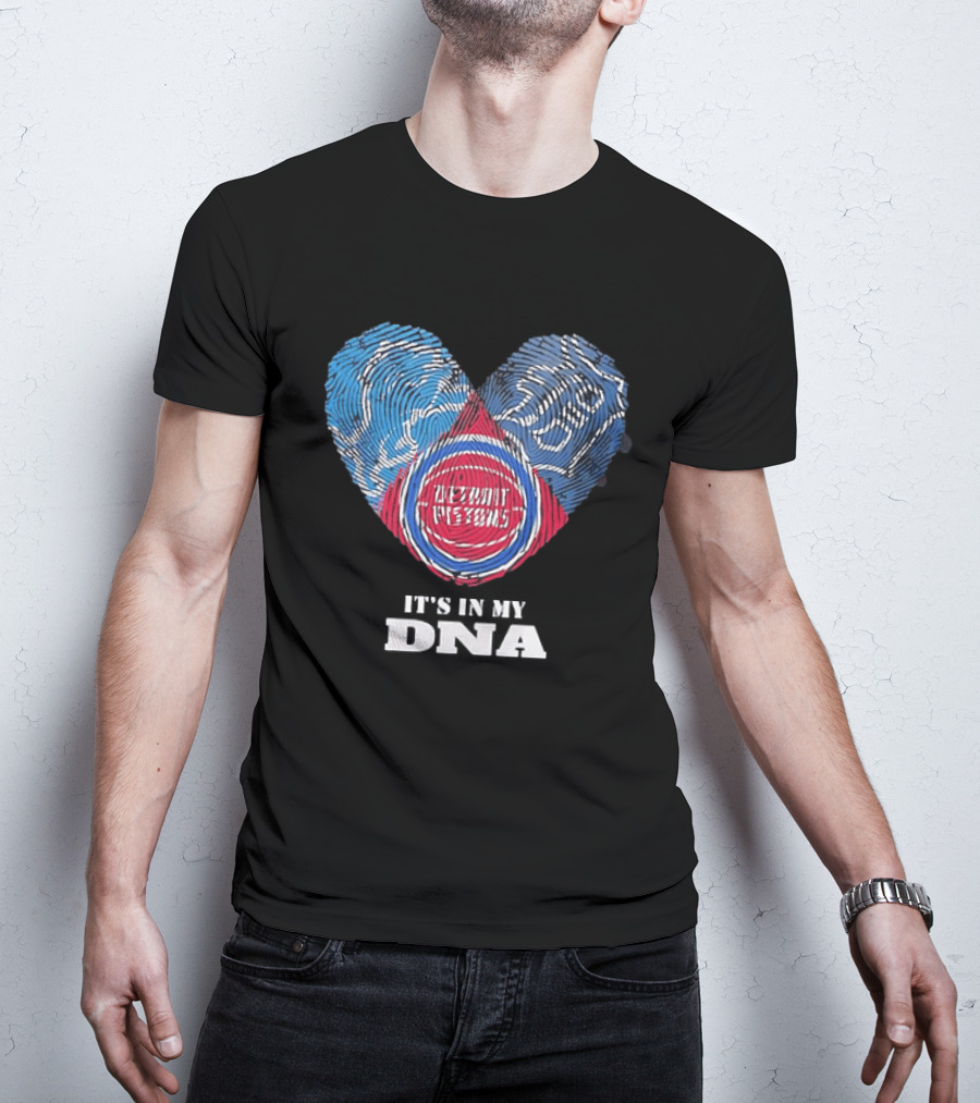 It's In My DNA Detroit Pistons Fingerprint Heart T-Shirt