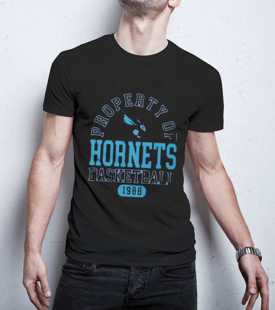 Property Of Hornets Basketball 1988 Teal Vintage Sports T-Shirt