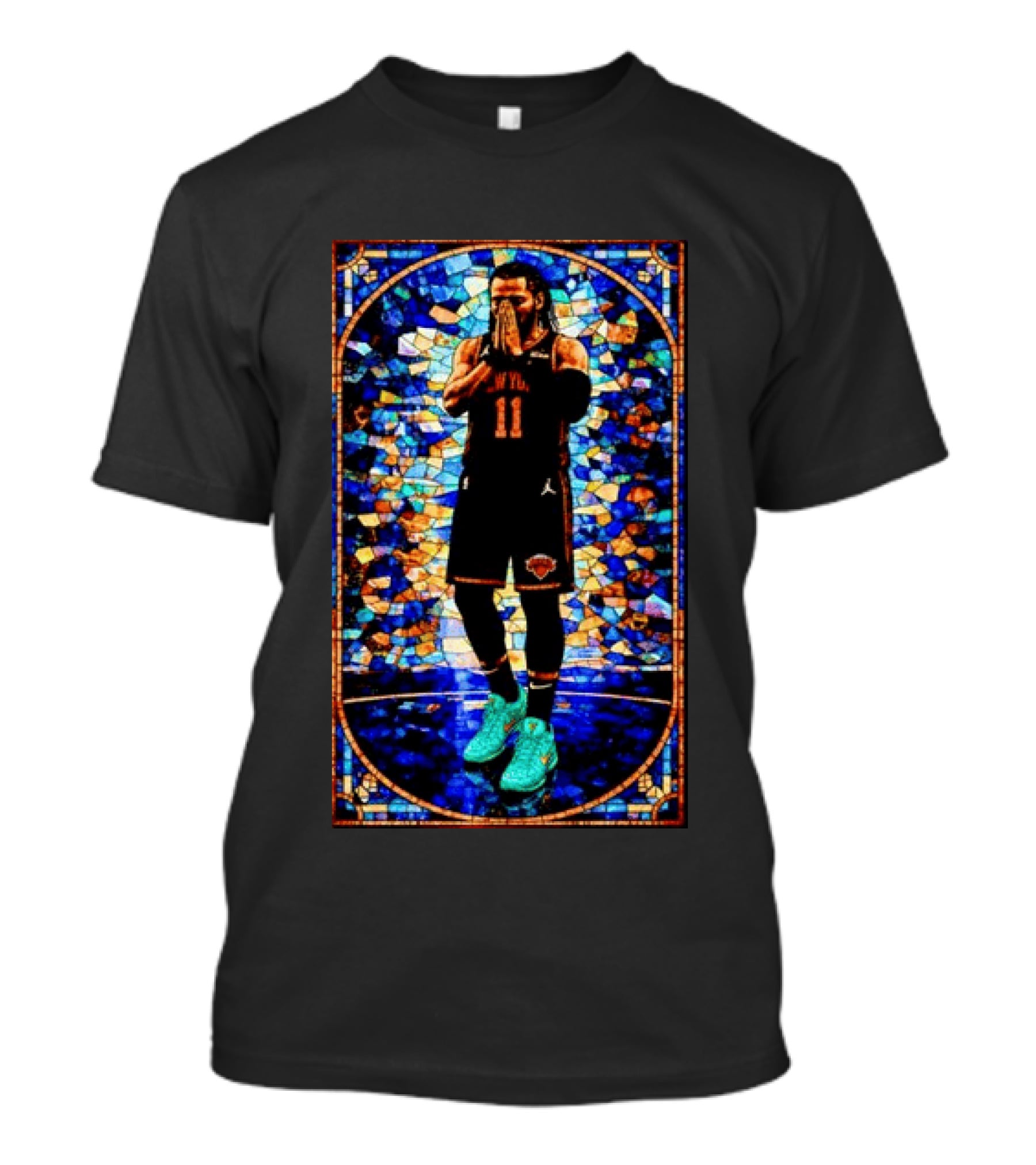 Jalen Brunson 11 New York Knicks Stained Glass Prayer NBA T-Shirt