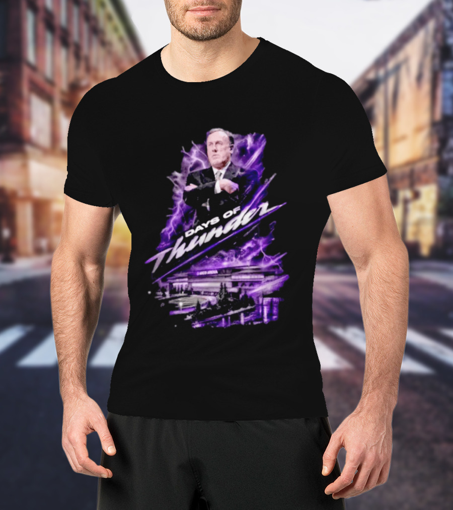 Rick Adelman Days Of Thunder Arco Arena Purple Lightning T-Shirt