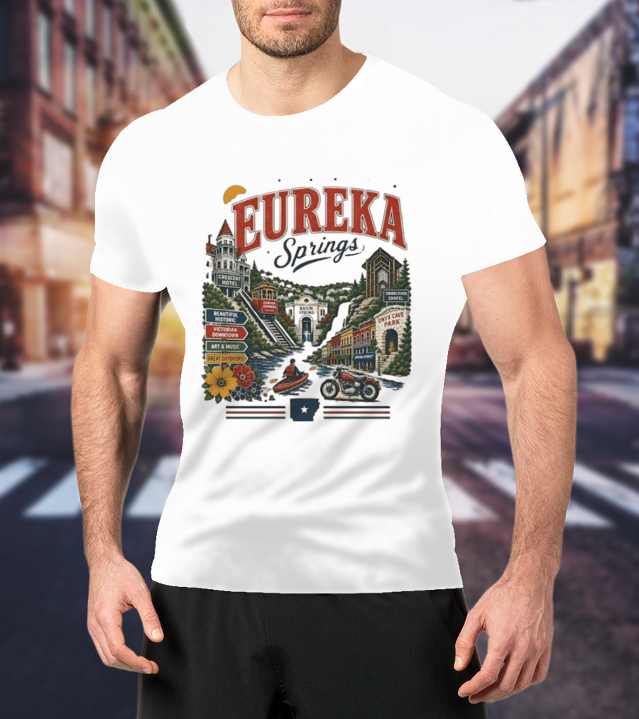 Eureka Springs Crescent Hotel Thorncrown Chapel Victorian Downtown Onyx Cave Basin Park Great Outdoors Art Music T-Shirt