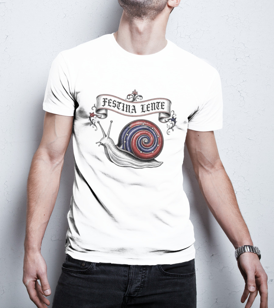 Festina Lente Latin Motto Snail Spiral T-Shirt