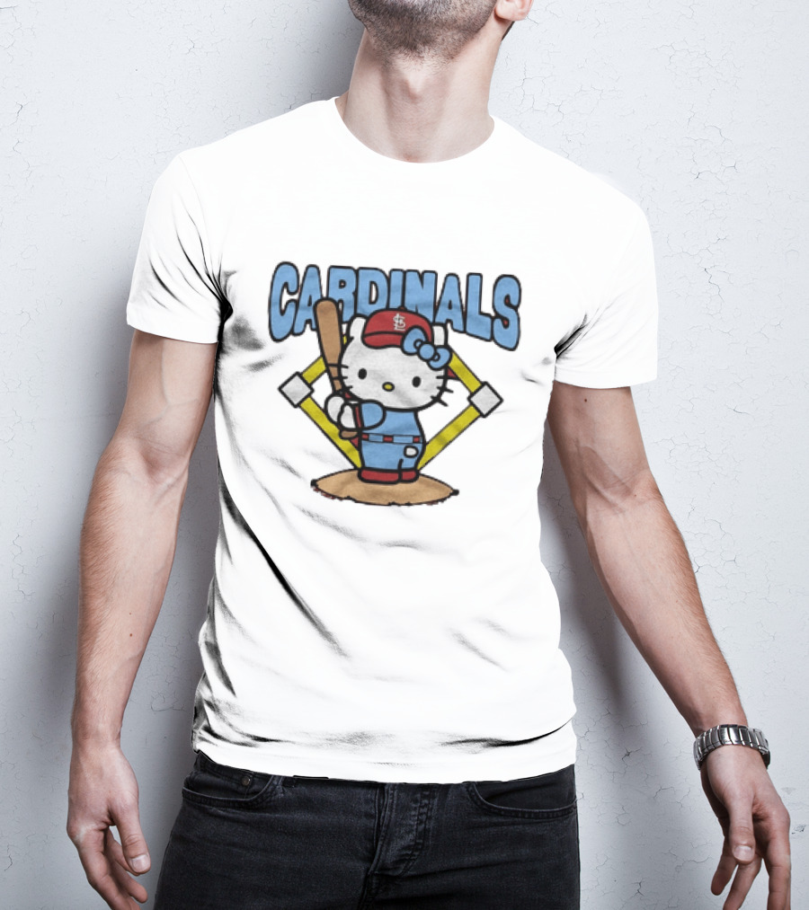 Hello Kitty St Louis Cardinals Baseball Batter MLB Cartoon T-Shirt