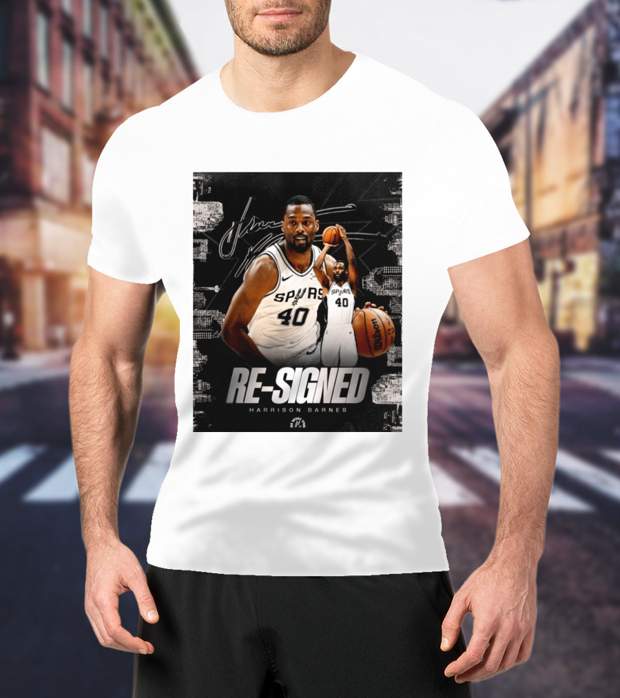 Re Signed Harrison Barnes Spurs 40 Basketball Return T-Shirt