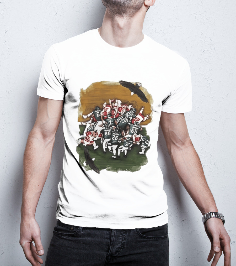 Philadelphia Eagles Tush Push Football Play Action With Team Players And Opponents T-Shirt