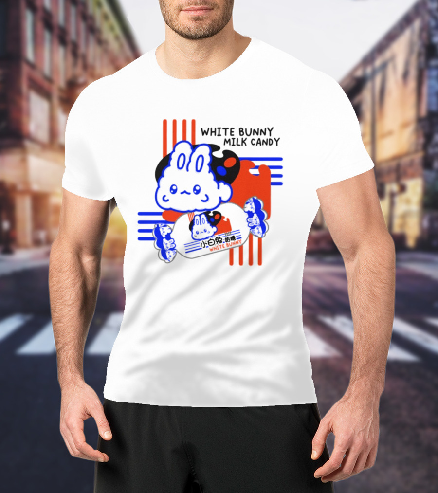 White Bunny Milk Candy Kawaii Asian Snacks Cute Blue Japanese T-Shirt