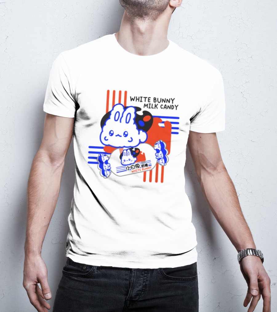 White Bunny Milk Candy Kawaii Asian Snacks Cute Blue Japanese T-Shirt