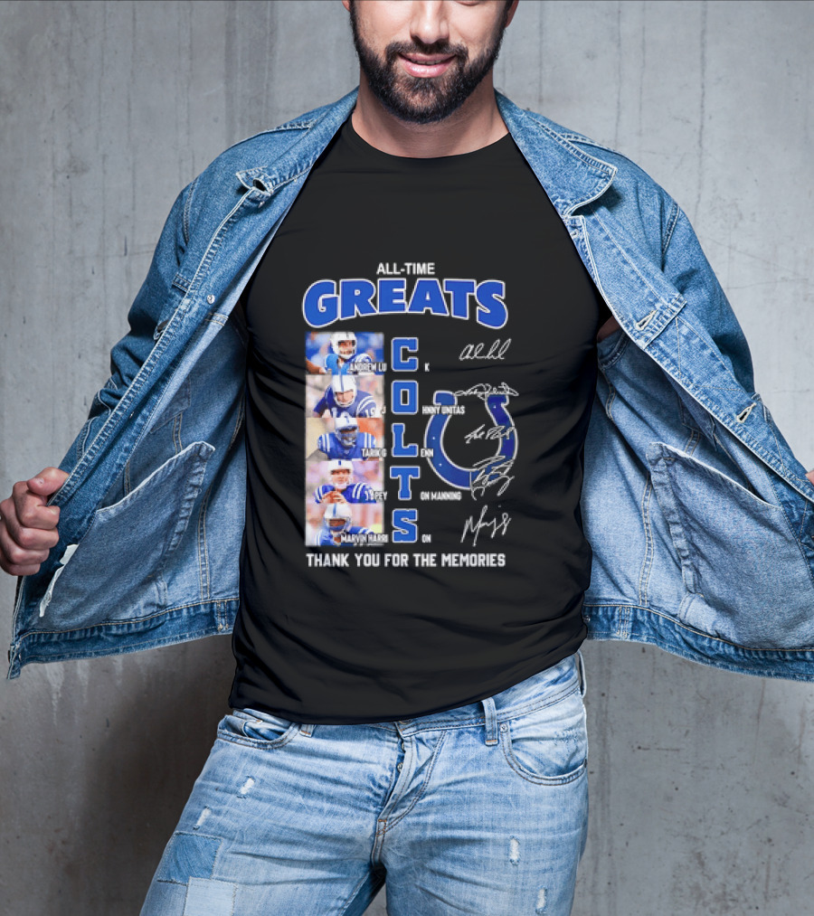 All Time Greats Indianapolis Colts Autograph Signatures Thank You For The Memories T-Shirt
