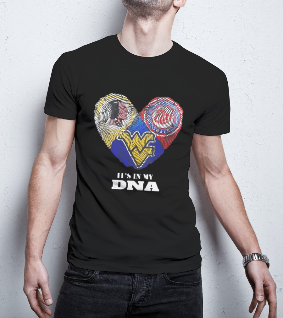 It Is In My DNA West Virginia Mountaineers Washington Commanders Logos Fingerprint T-Shirt