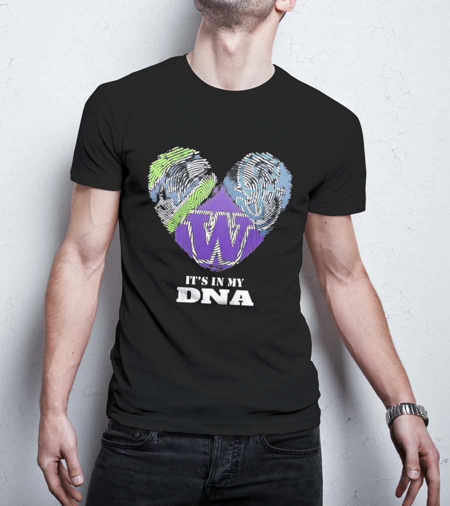 Washington Huskies It's In My DNA Fingerprint Heart T-Shirt