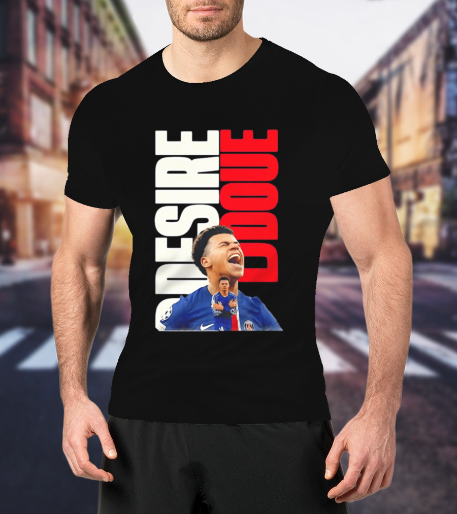 Désiré Doué Celebrating PSG Paris Saint Germain Player T-Shirt