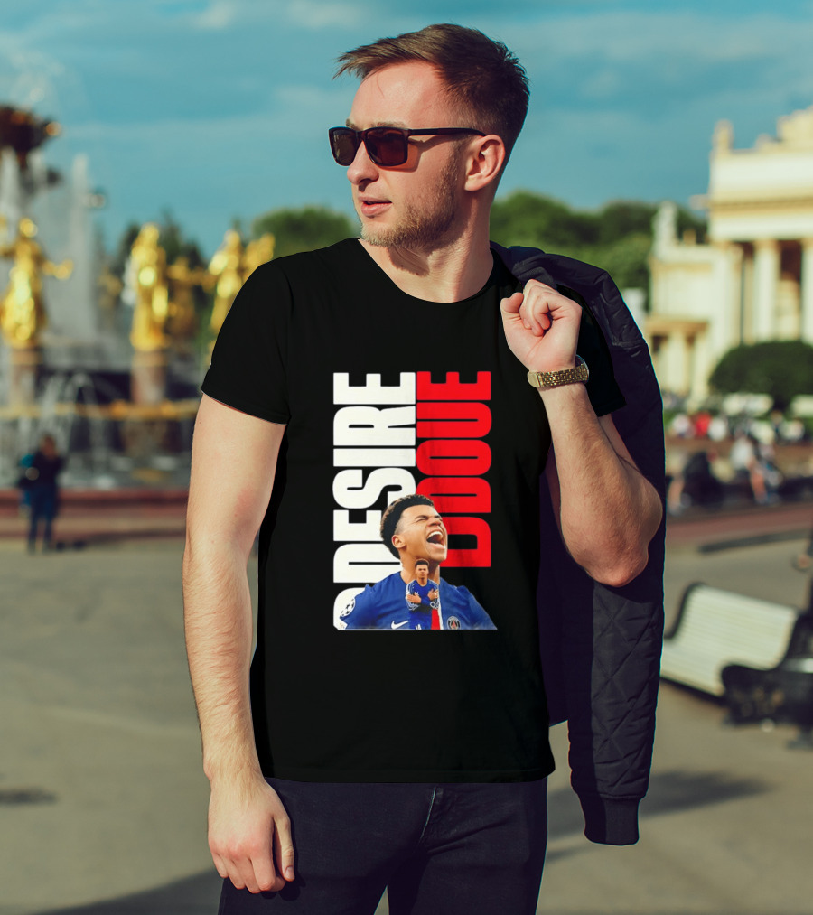 Désiré Doué Celebrating PSG Paris Saint Germain Player T-Shirt