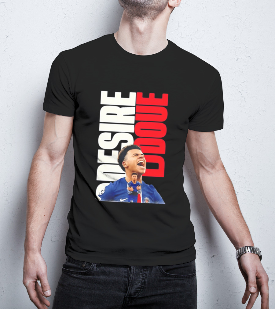 Désiré Doué Celebrating PSG Paris Saint Germain Player T-Shirt