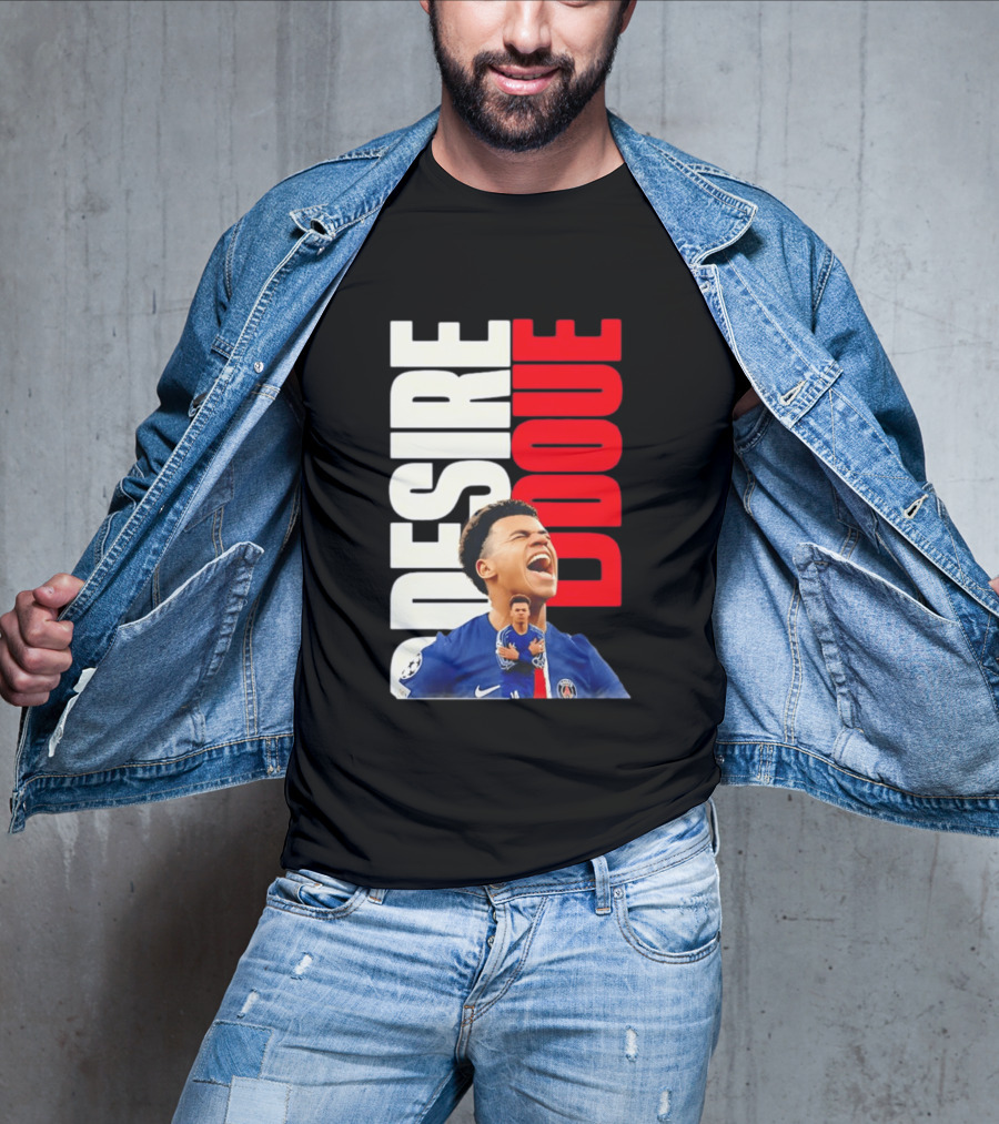 Désiré Doué Celebrating PSG Paris Saint Germain Player T-Shirt