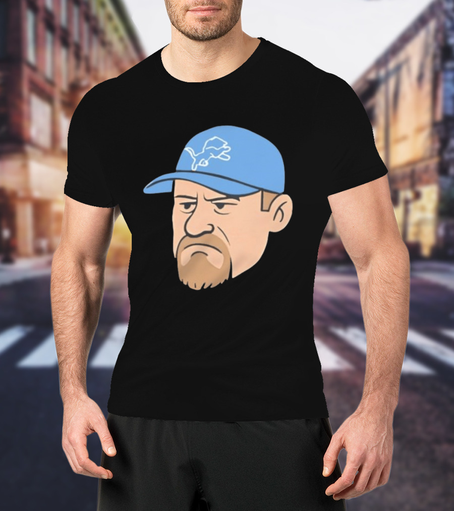 Detroit Lions Grumpy Man With Hat Football Team Fan T-Shirt