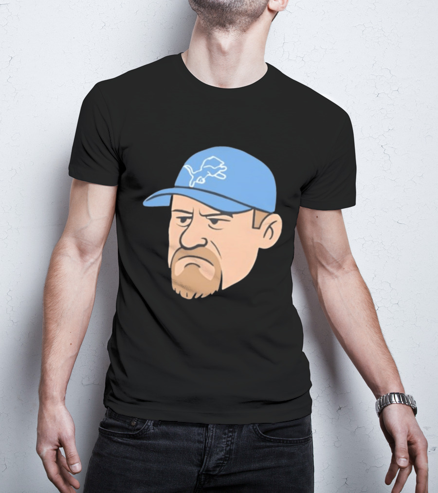 Detroit Lions Grumpy Man With Hat Football Team Fan T-Shirt
