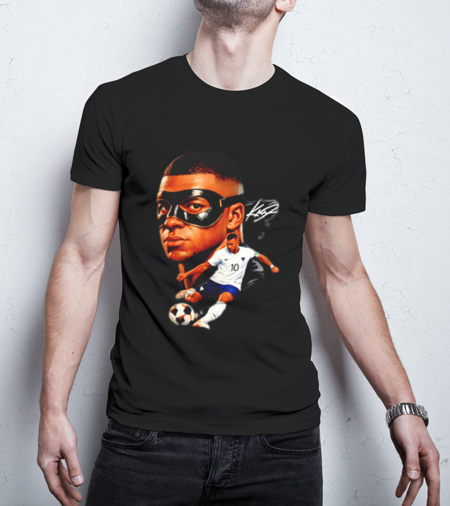 France Kylian Mbappe 10 Soccer Star Masked Player T-Shirt
