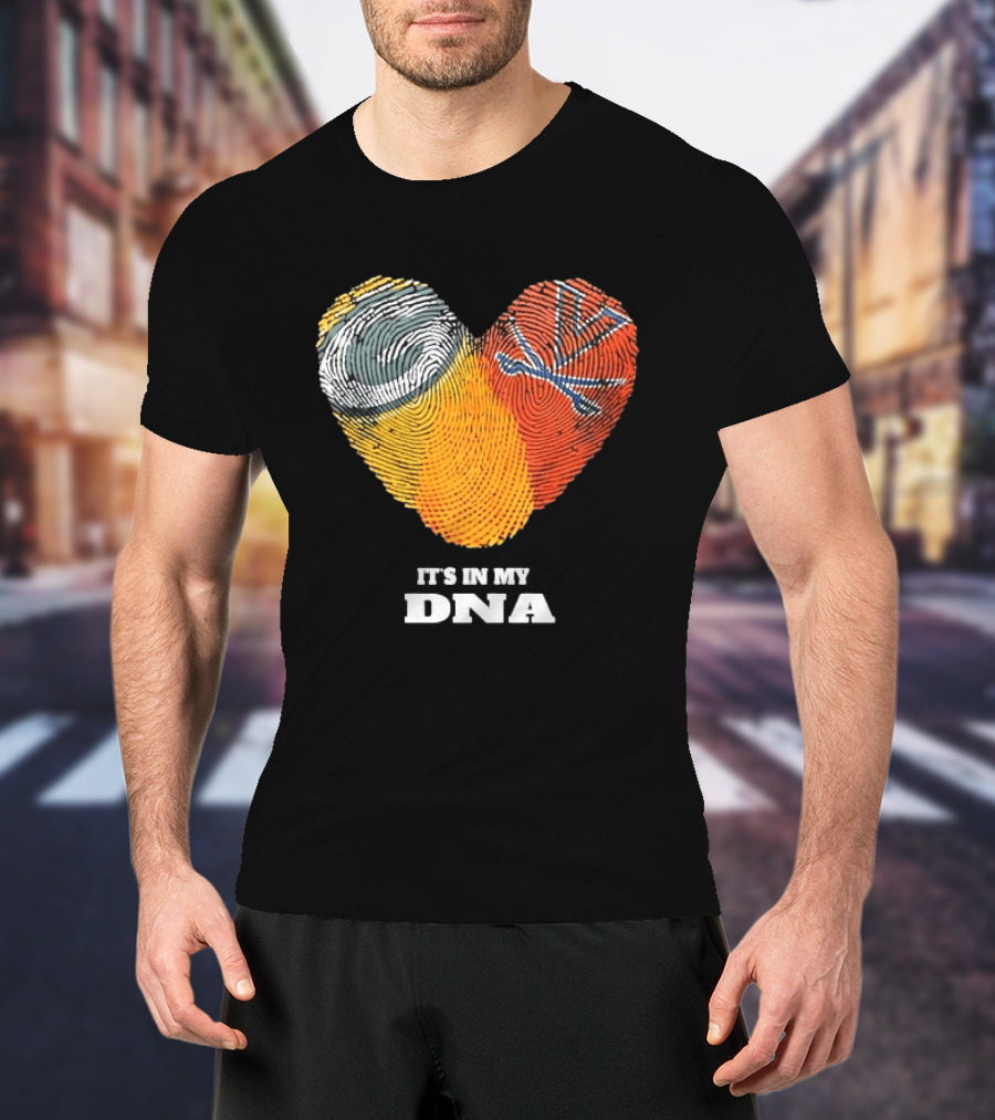 Green Bay Packers Virginia Cavaliers It's In My DNA Heart Fingerprints Love Fans T-Shirt