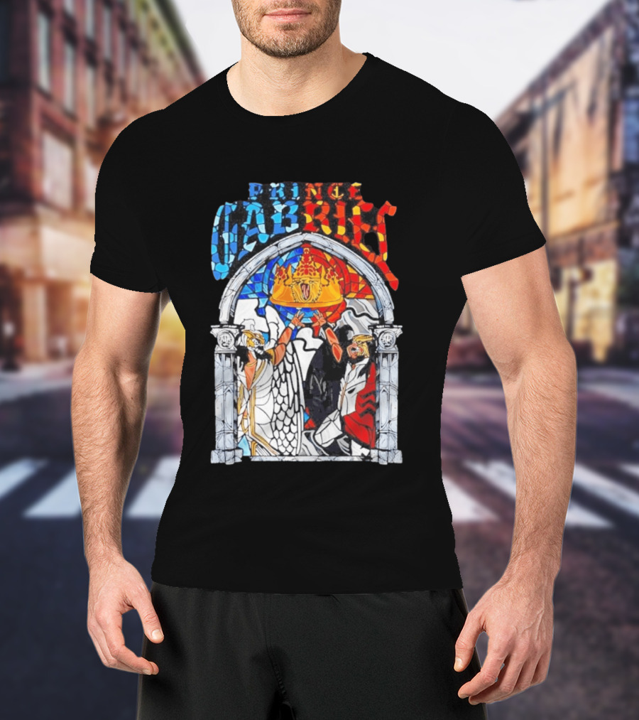 Prince Gabriel Stained Glass Window Kings Crown Angels T-Shirt