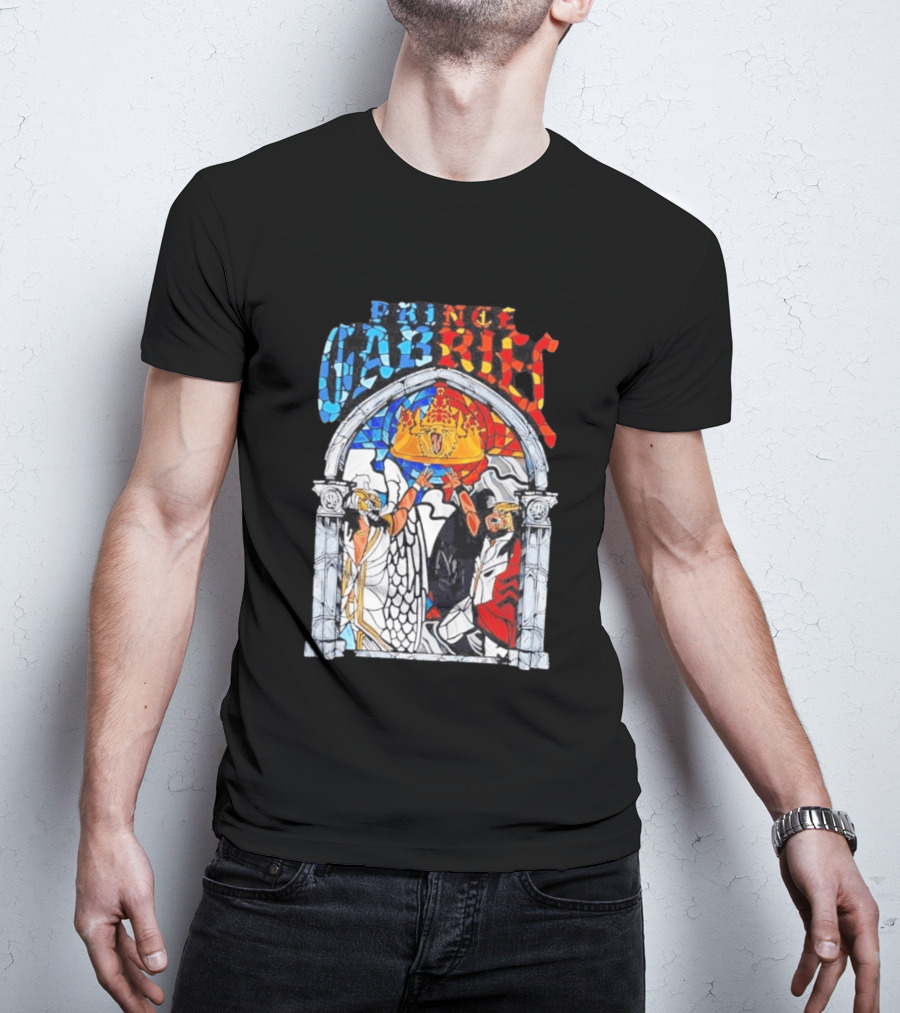 Prince Gabriel Stained Glass Window Kings Crown Angels T-Shirt