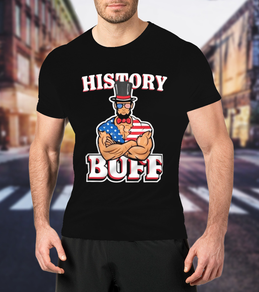 History Buff Abraham Lincoln Gym Bro American Flag Muscle T-Shirt
