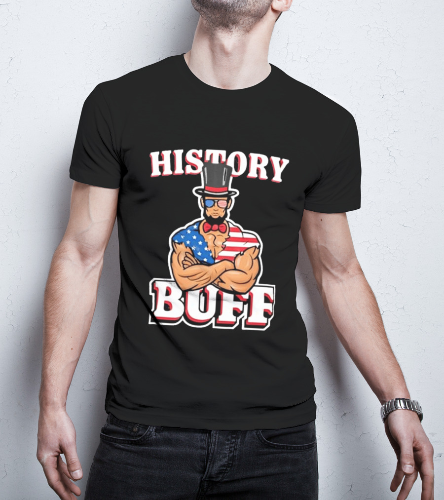 History Buff Abraham Lincoln Gym Bro American Flag Muscle T-Shirt