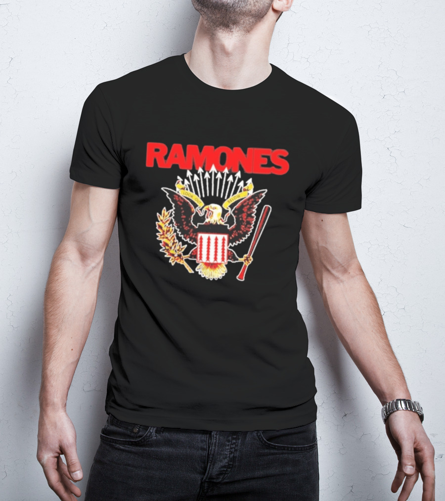 Ramones Look Out Below Punk Rock Eagle Crest T-Shirt