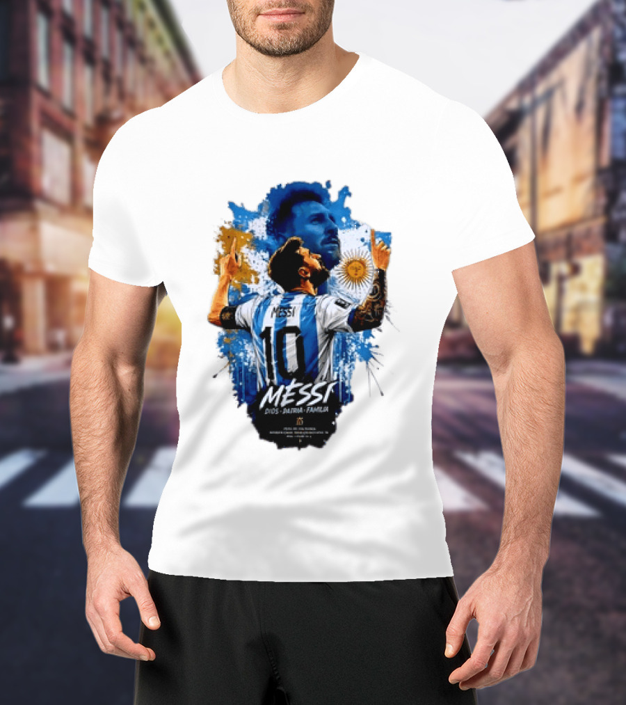 Messi Dios Patria Familia Argentina Football 10 Pointing To The Sky T-Shirt