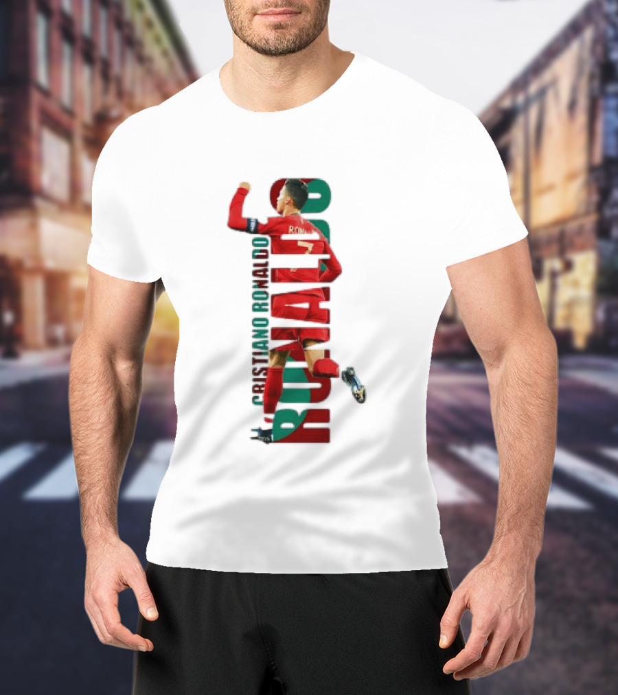 Cristiano Ronaldo Portugal Goal Celebration Number 7 Red Green T-Shirt