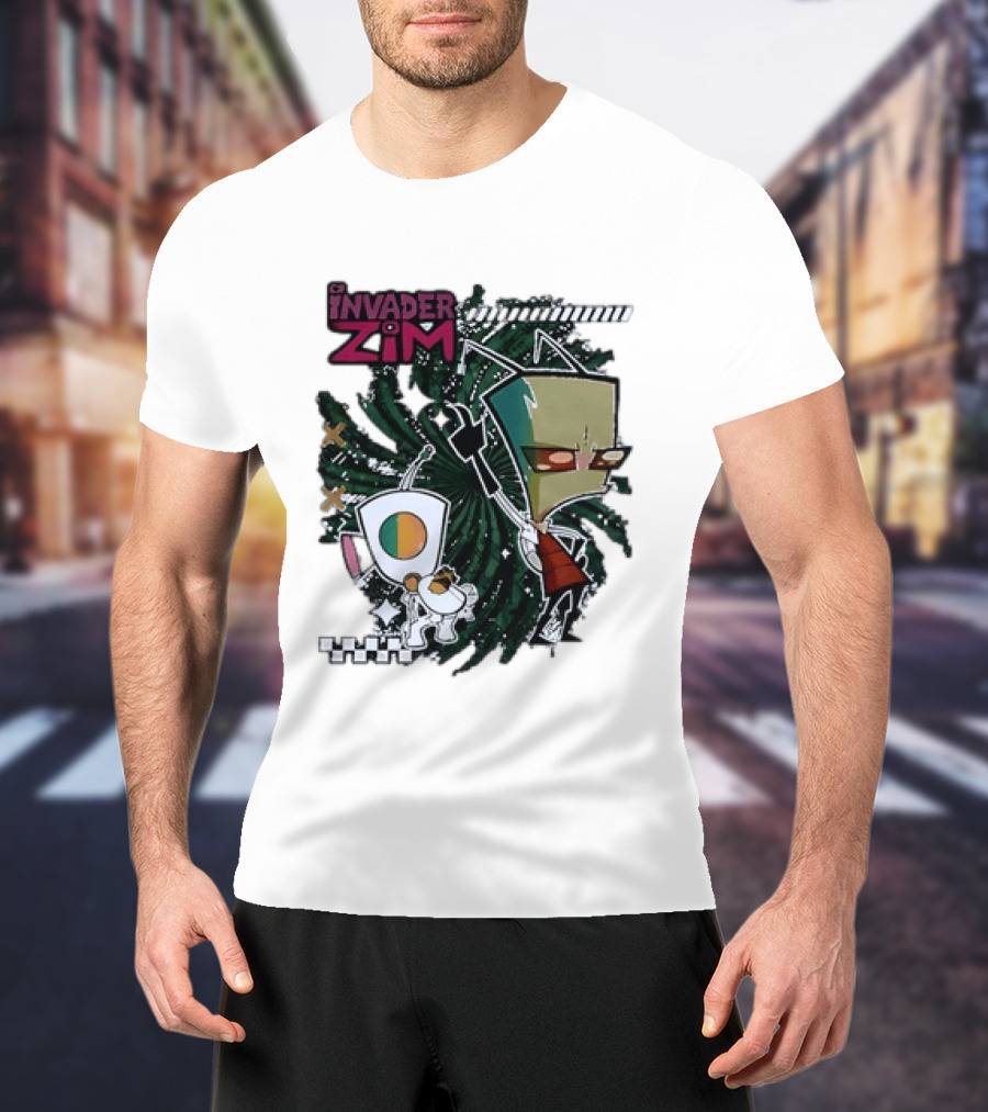Invader Zim Gir With Zim Eating Taco Spiral T-Shirt
