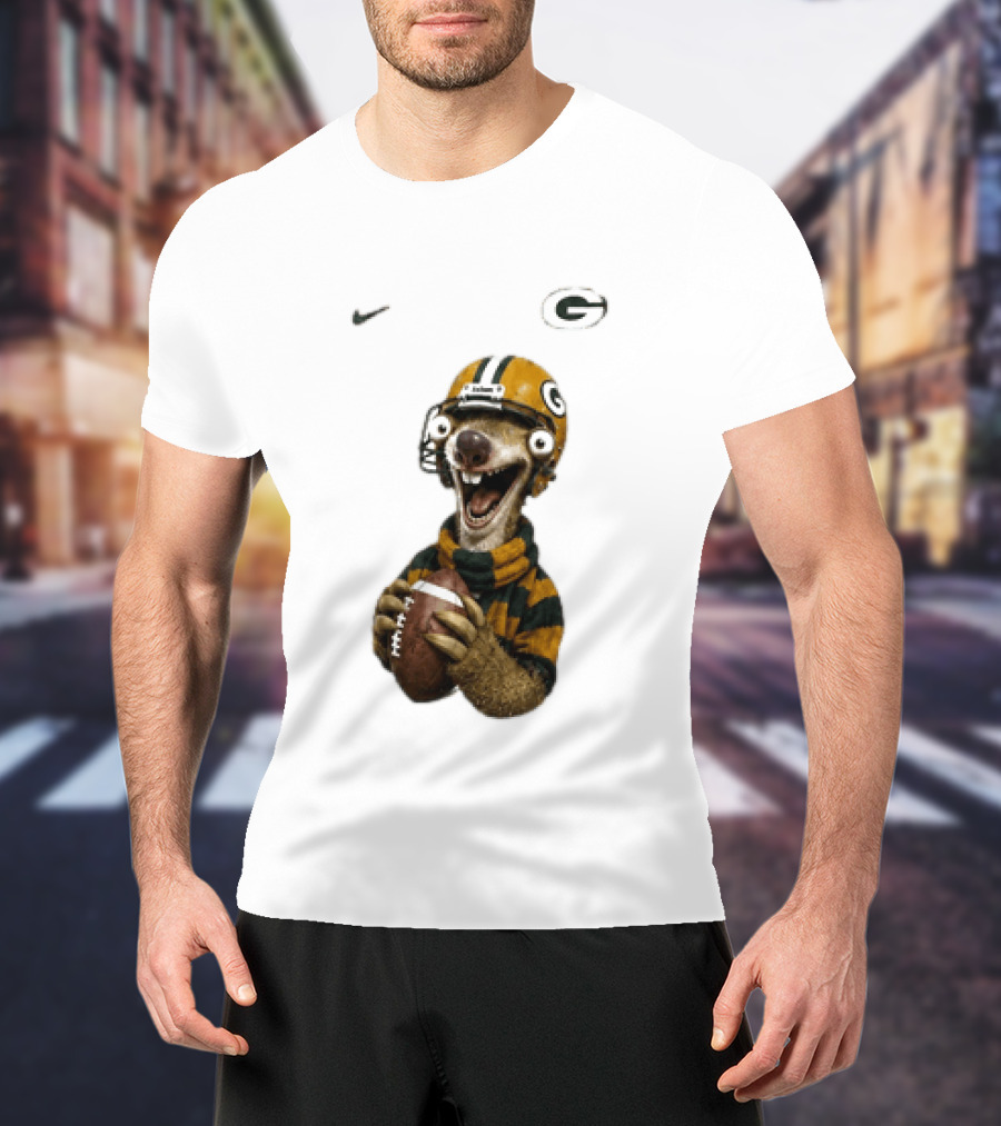 Sid The Sloth Green Bay Packers Football Helmet Fan Gear T-Shirt