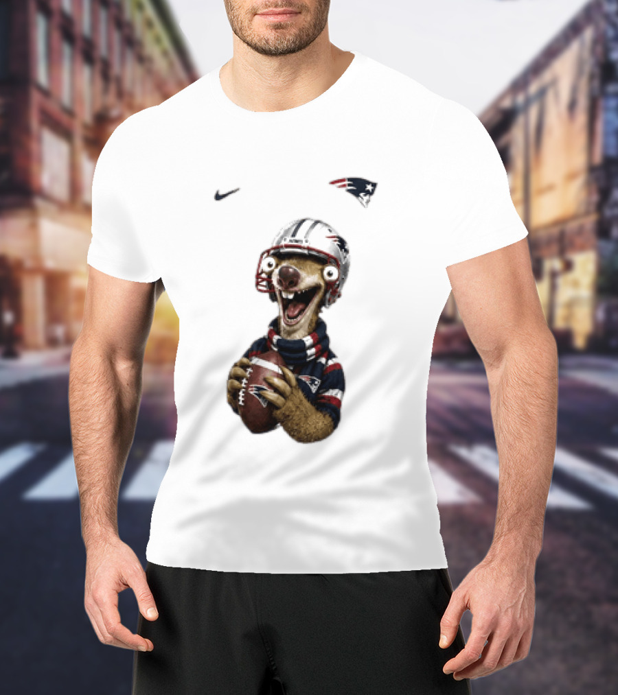 Sid The Sloth New England Patriots Football Helmet NFL Character Fan T-Shirt