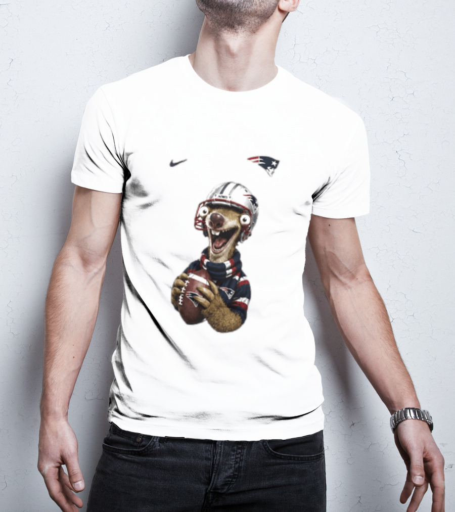 Sid The Sloth New England Patriots Football Helmet NFL Character Fan T-Shirt