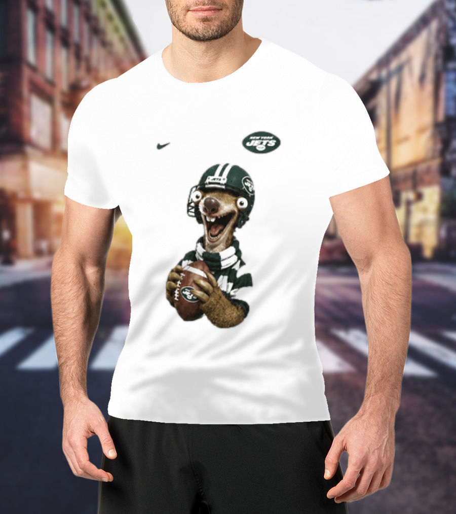 Sid The Sloth New York Jets Football Helmet Scarf And Ball T-Shirt