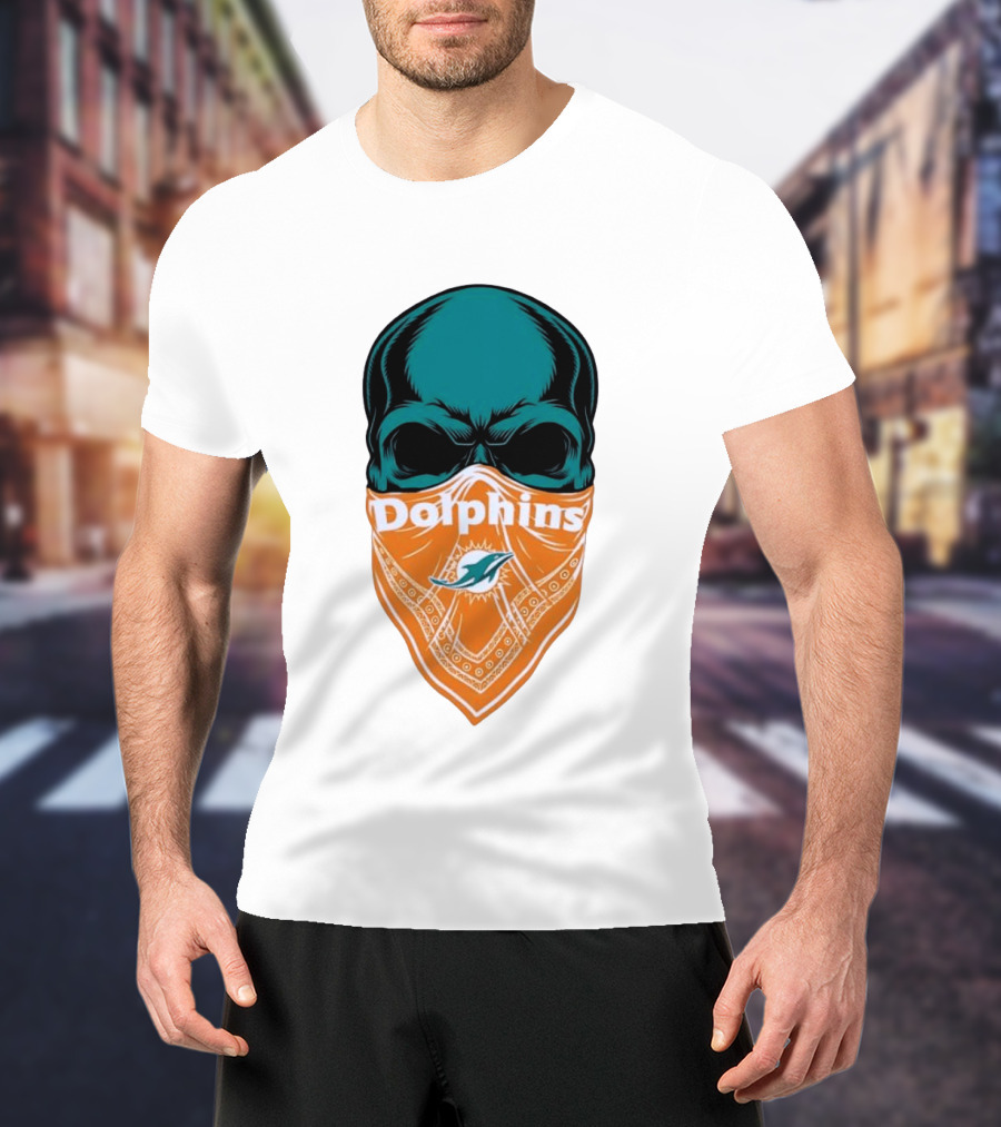 Miami Dolphins Skull Bandana With Team T-Shirt