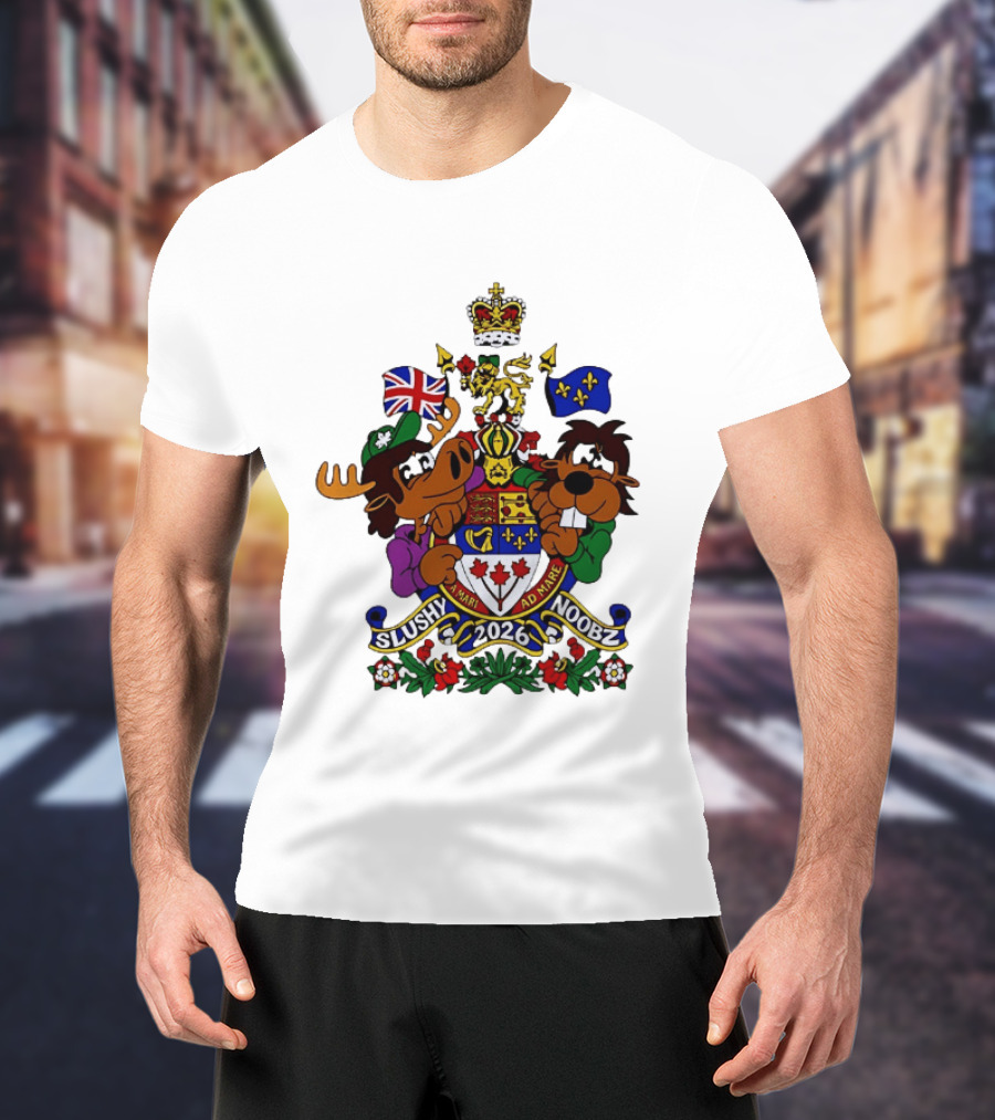 Slushy Noobz Canadian Crest Moose And Beaver 2026 T-Shirt