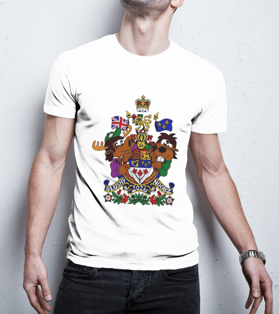 Slushy Noobz Canadian Crest Moose And Beaver 2026 T-Shirt