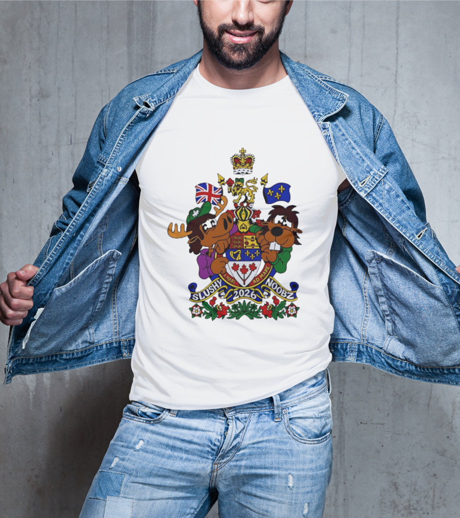 Slushy Noobz Canadian Crest Moose And Beaver 2026 T-Shirt