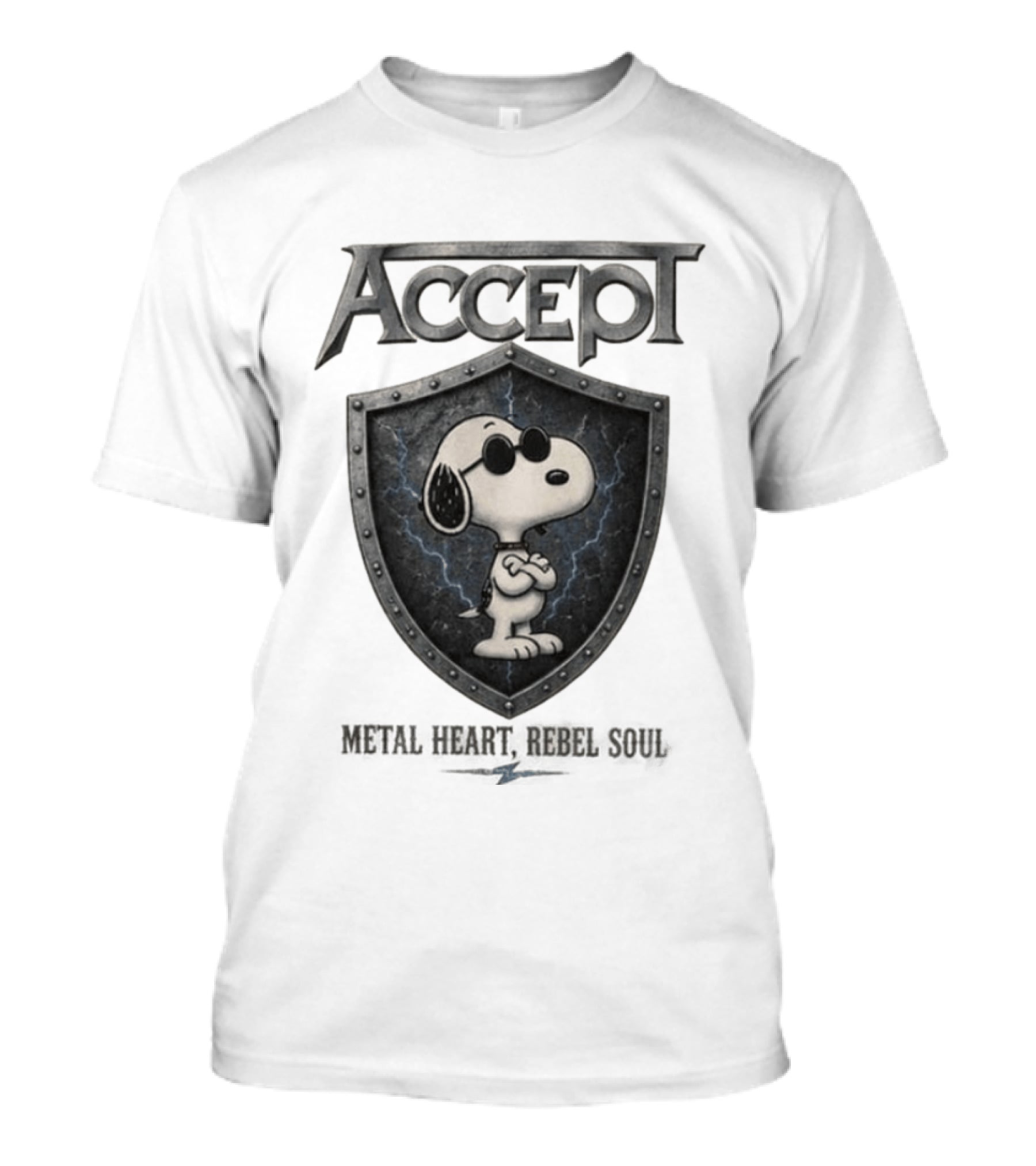 Accept Snoopy Metal Heart Rebel Soul T-Shirt