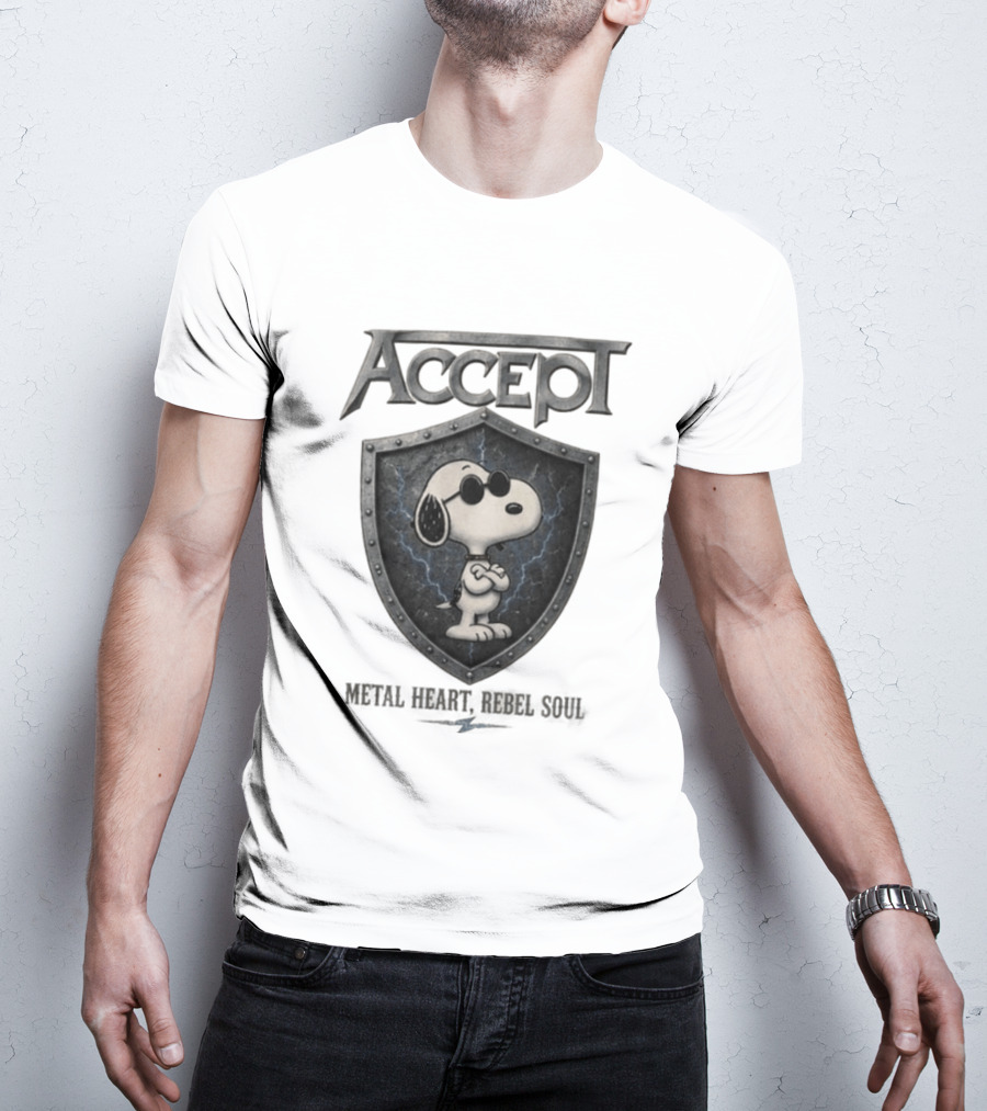 Accept Snoopy Metal Heart Rebel Soul T-Shirt