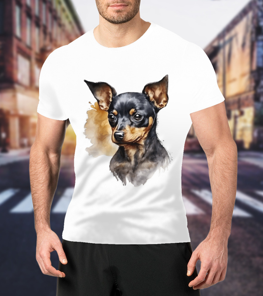 Miniature Pinscher Dog Watercolor T-Shirt