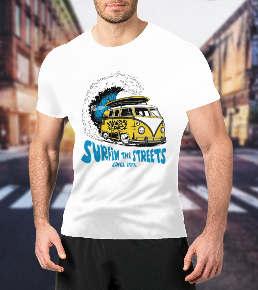 Static Club Volkswagen Bus Surfing Adventure Surfin The Streets Since 2018 T-Shirt
