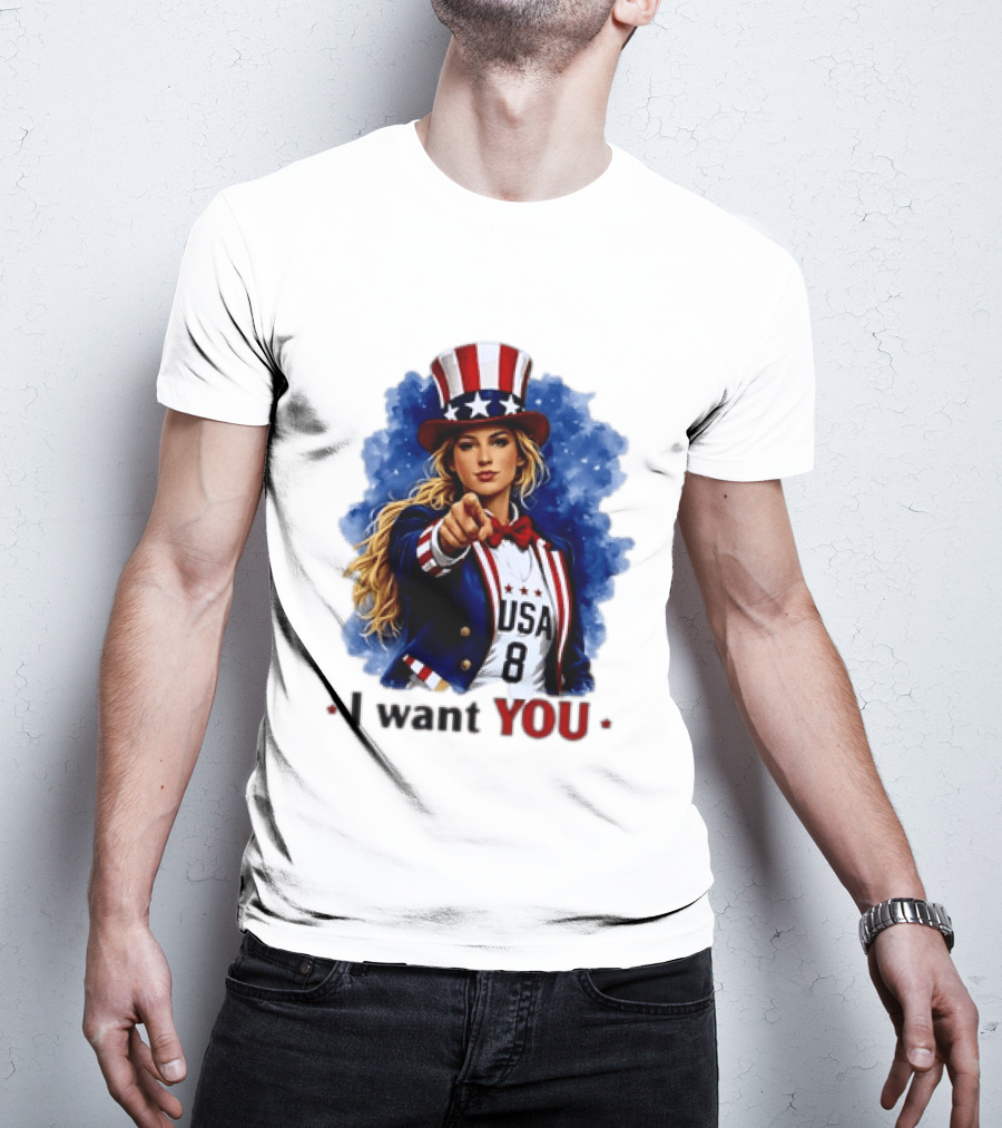 Uncle Sam Blonde Woman I Want You USA 8 Patriotic T-Shirt