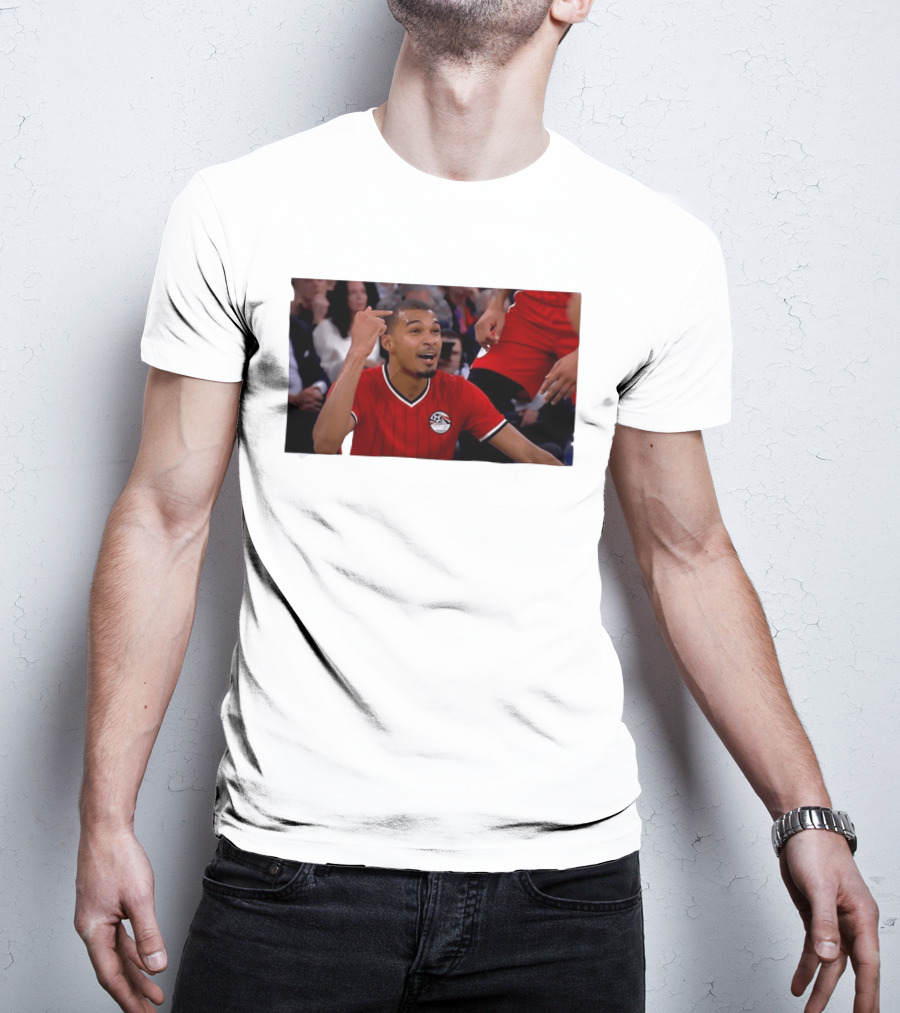 Victor Wembanyama Pointing Wearing Egypt National Football Team Kit T-Shirt