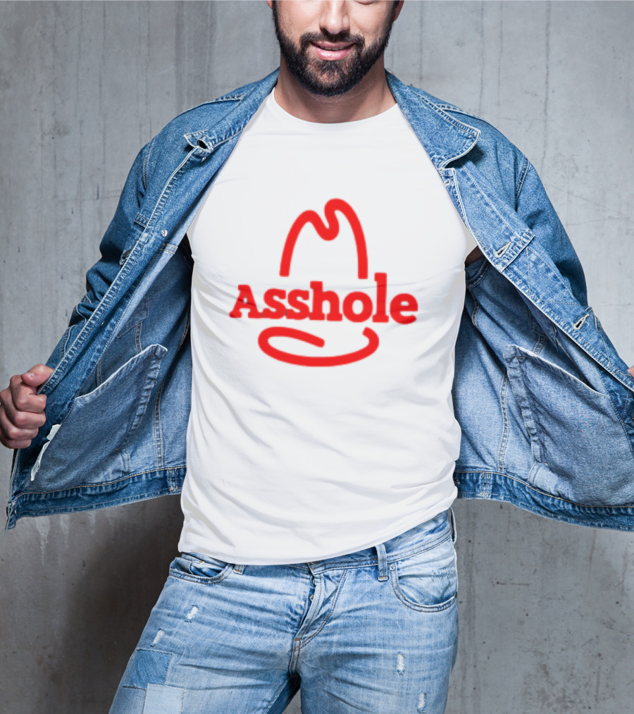 Asshole Cowboy Hat Red Outline Minimalist T-Shirt
