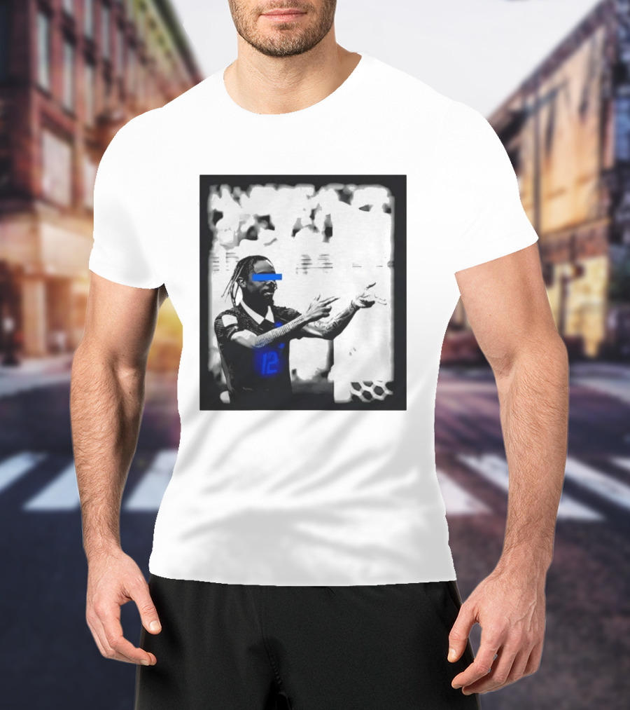 Bradley Barcola France Parasite Number 12 Footballer Blue Accents T-Shirt