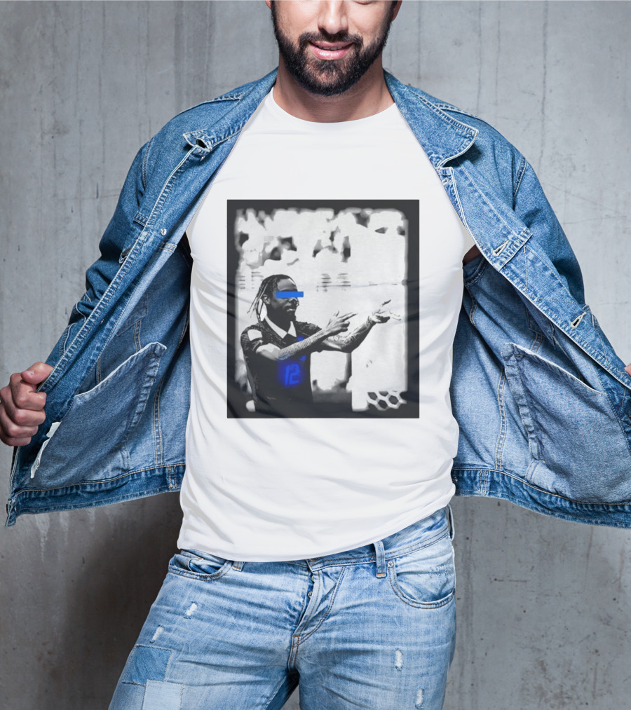 Bradley Barcola France Parasite Number 12 Footballer Blue Accents T-Shirt