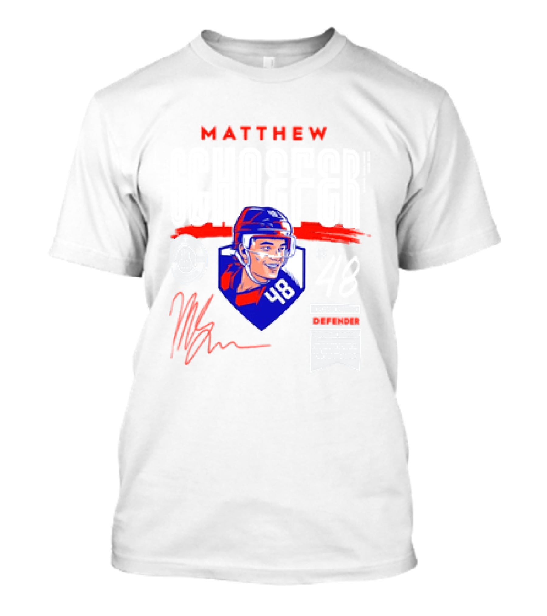 Matthew Schaefer New York Islanders 48 Spotlight Signature Helmets T-Shirt